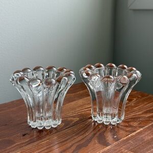 2 Crystal Candle Holders Bubble Glass Vintage West German San Marco